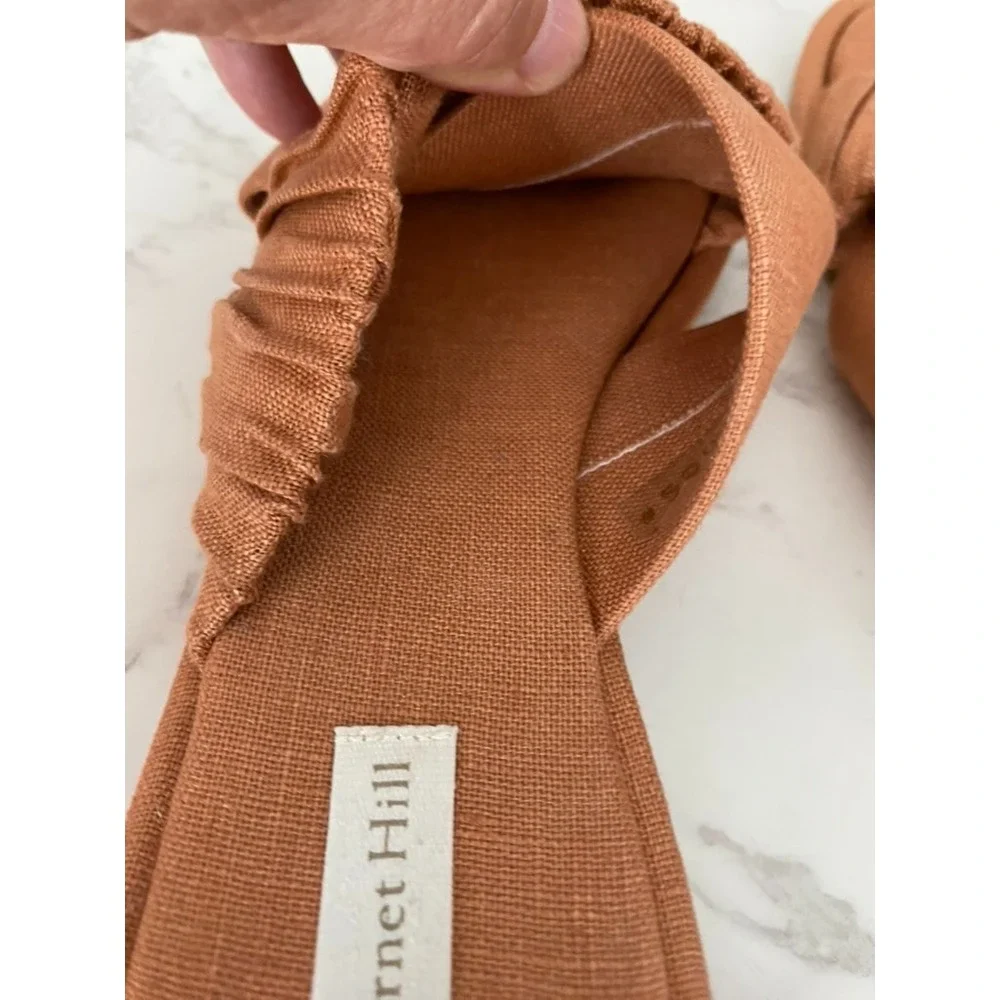 Garnet Hill Linen Crossover Slides Sandals Slippers Sz 37 (US 6.5) Resort Beach